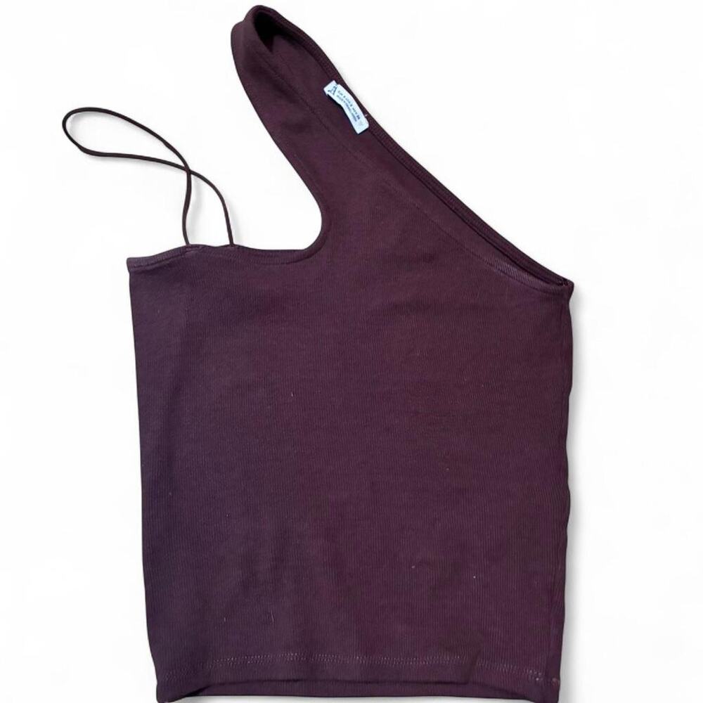 ZARA chocolate One Shoulder Cropped Top Women Small S